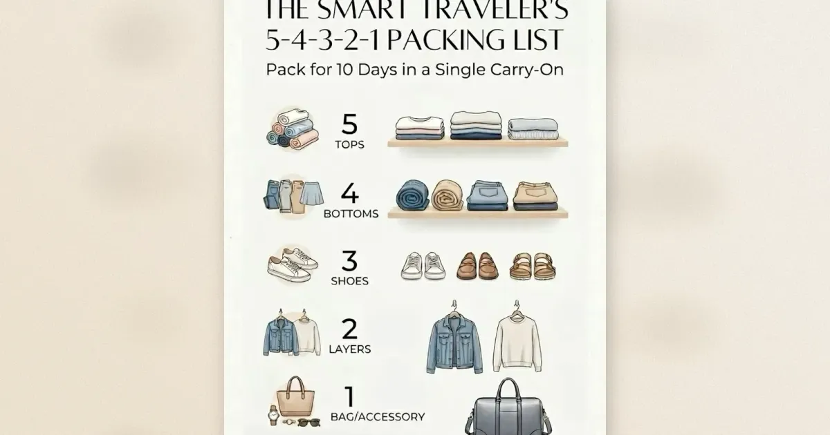 Smart Traveler 5-4-3-2-1-Packliste für 10-Tage-Handgepäck-Trip