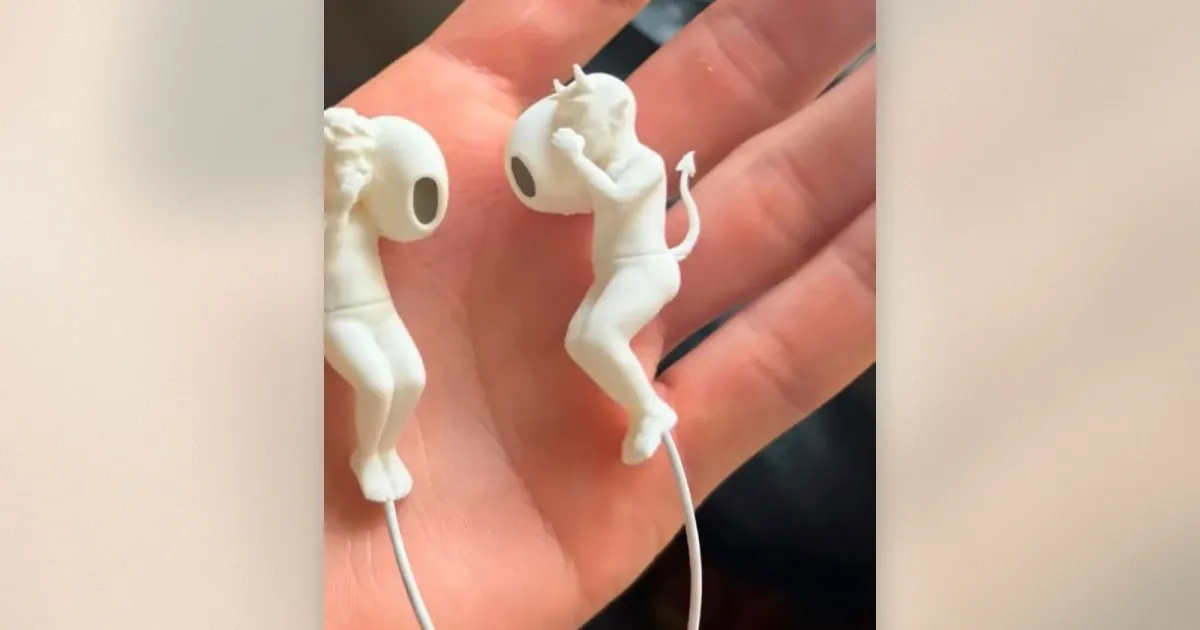 Engel und Teufel AirPods-Kabelclips, winzige Figuren an Kopfhörern