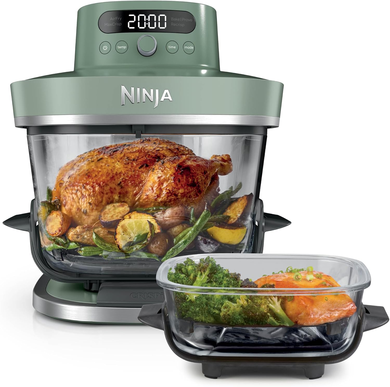 Ninja Crispi Pro glass air fryer with two glass containers and storage lids