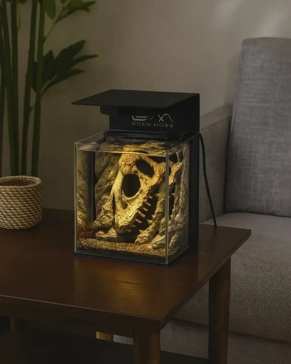 Seitenansicht des Nano-Aquariums mit Glasdicke und Substratschicht