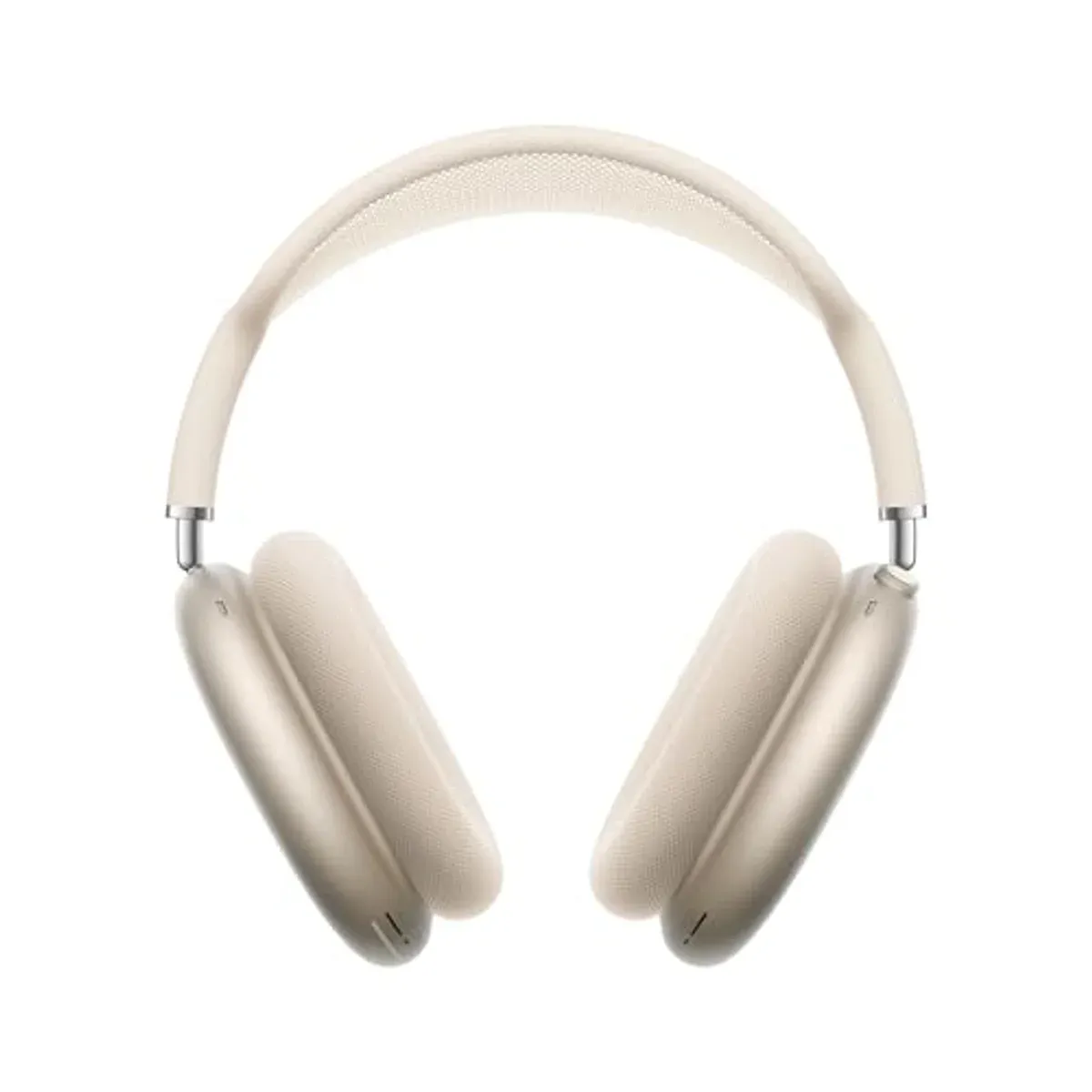 Close-up of the AirPods Max ear cushion and aluminum ear cup in Starlight