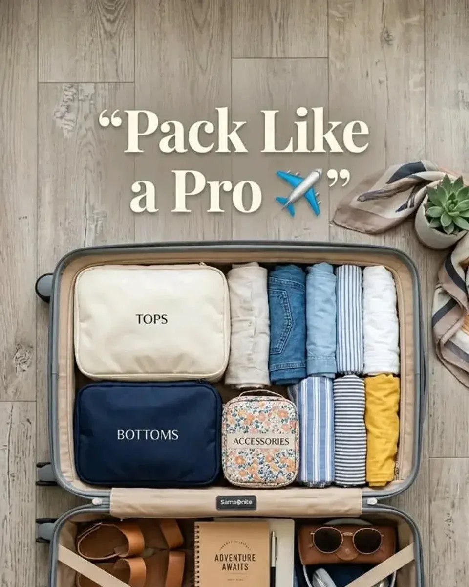 Packing cubes being used to organize different clothing categories