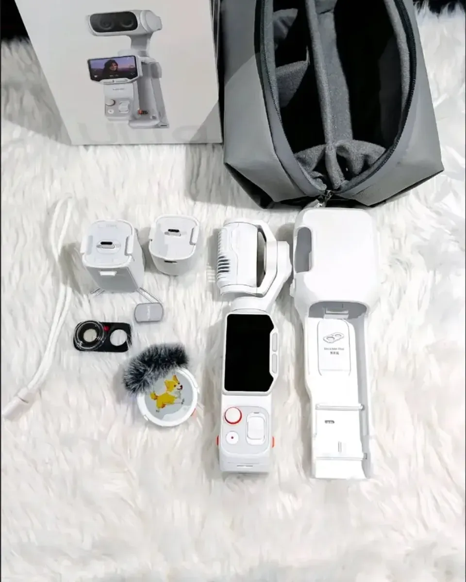 Insta360 Luna Ultra gimbal camera close-up showing the Leica lenses