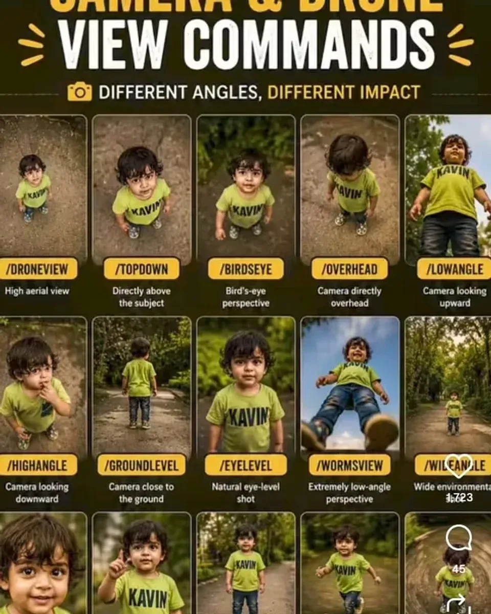 Section of the camera and drone view commands chart