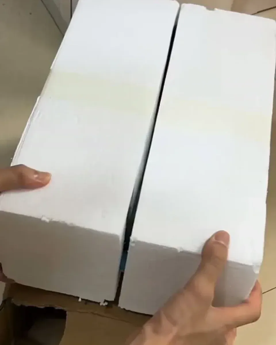Styrofoam blocks being used for a craft project showing paint and glue adhesion