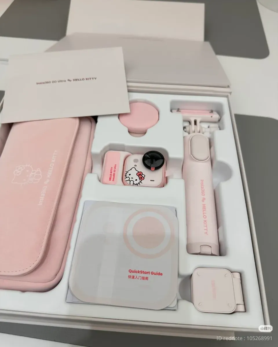 Insta360 GO Ultra camera detail with Hello Kitty design