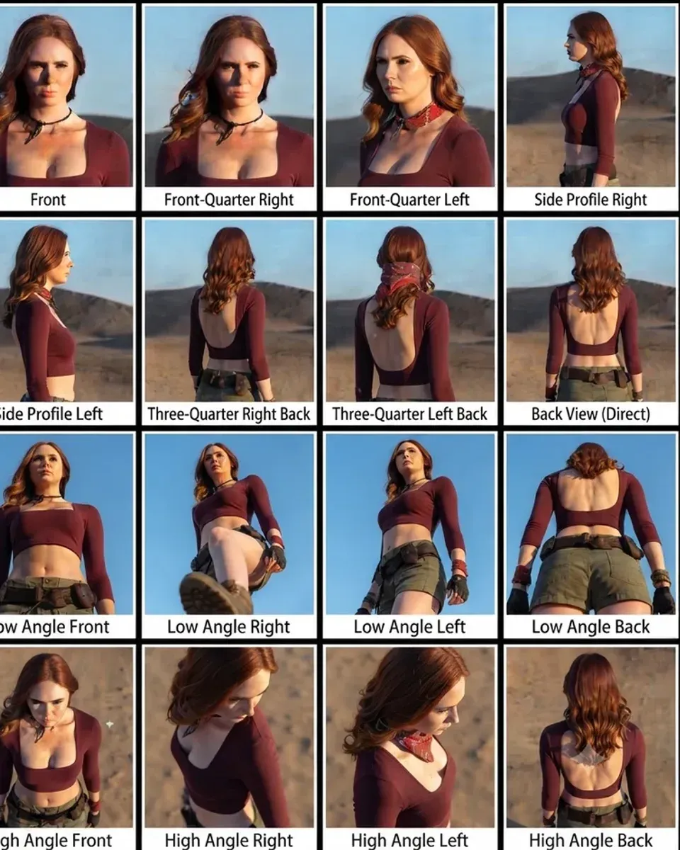 Section of the portrait angle sheet showing the low angle camera positions