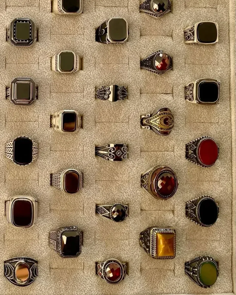 Close-up of silver bezel work and band details