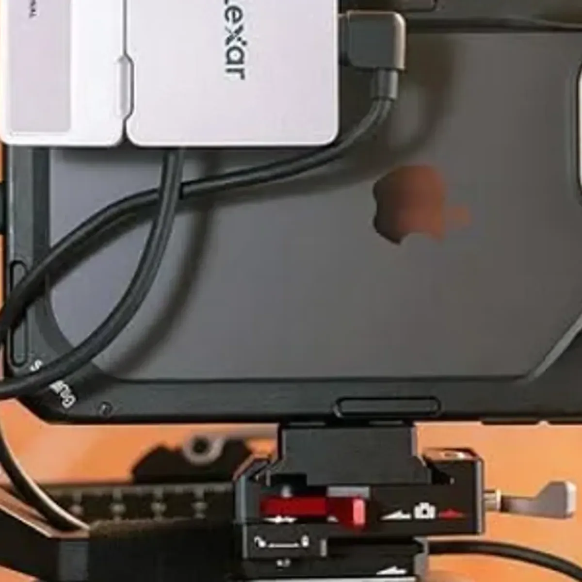 Complete rig on tripod showing full assembly with cables routed