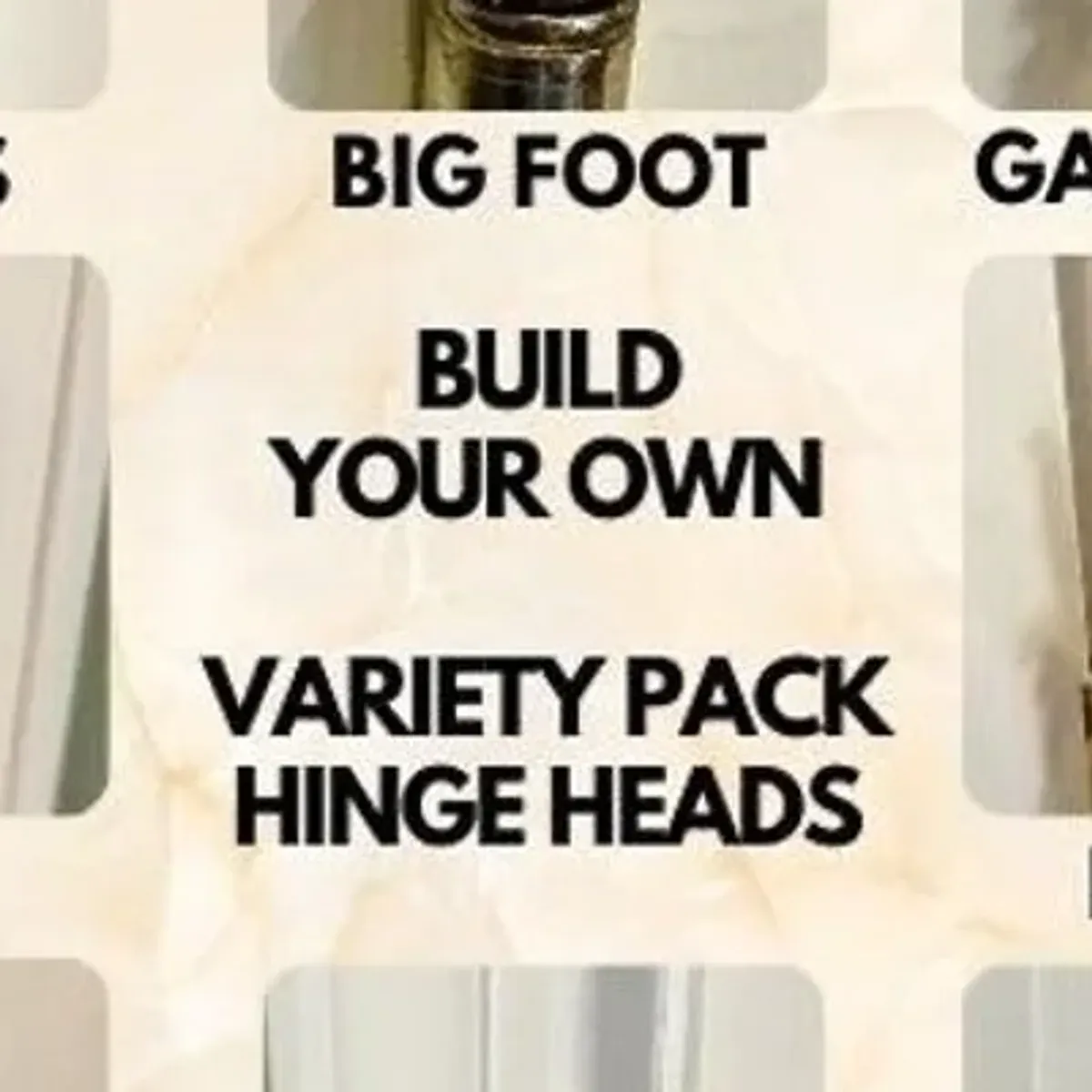 Hinge head toppers installed on multiple doors showing the variety of figurines