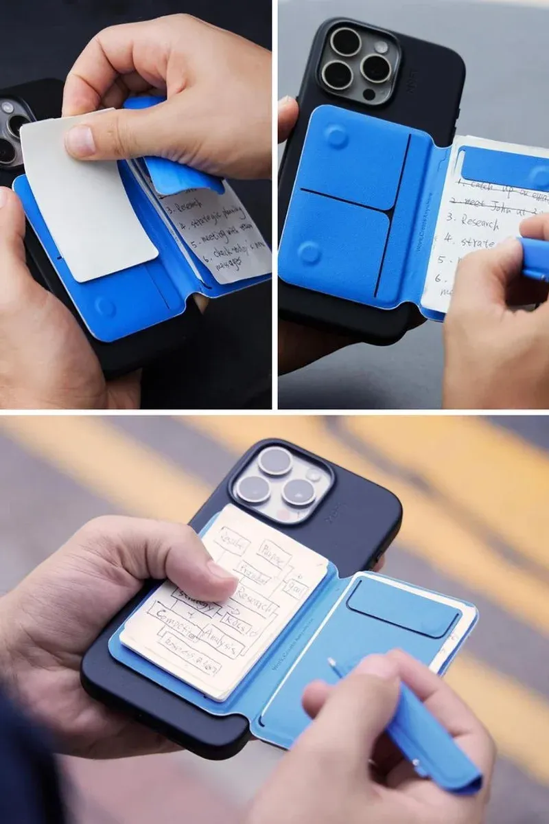 Mini-Notizbuch aufgeklappt mit Checkliste und Stift
