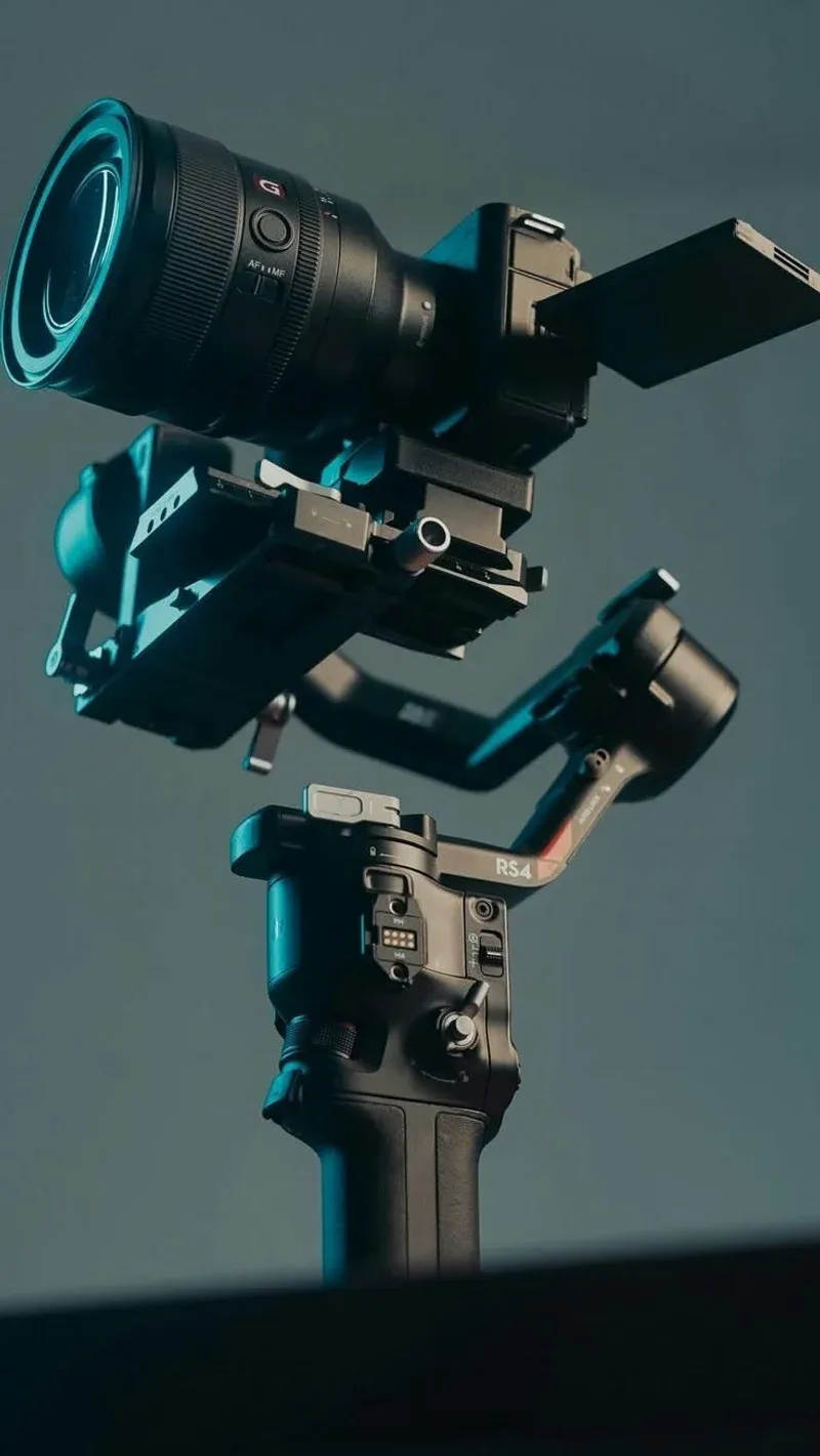 DJI RS 4 gimbal stabilizer with Sony camera and G Master lens