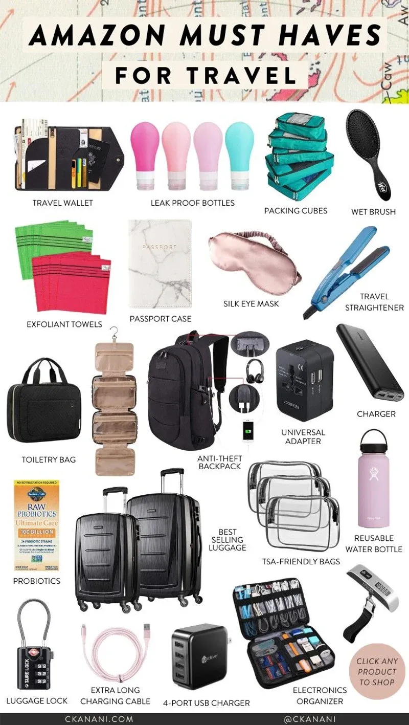 Amazon travel must-haves showing organization products