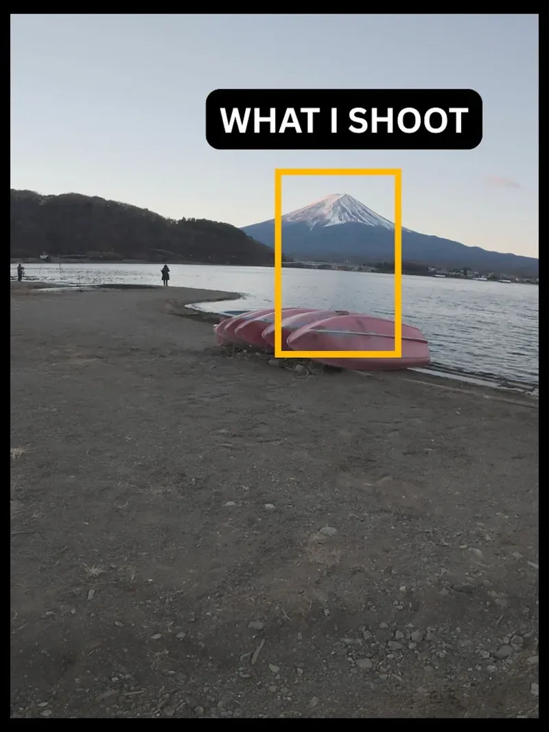 Mount Fuji vom Seeufer mit ruhigem Wasser und Bergspiegelung