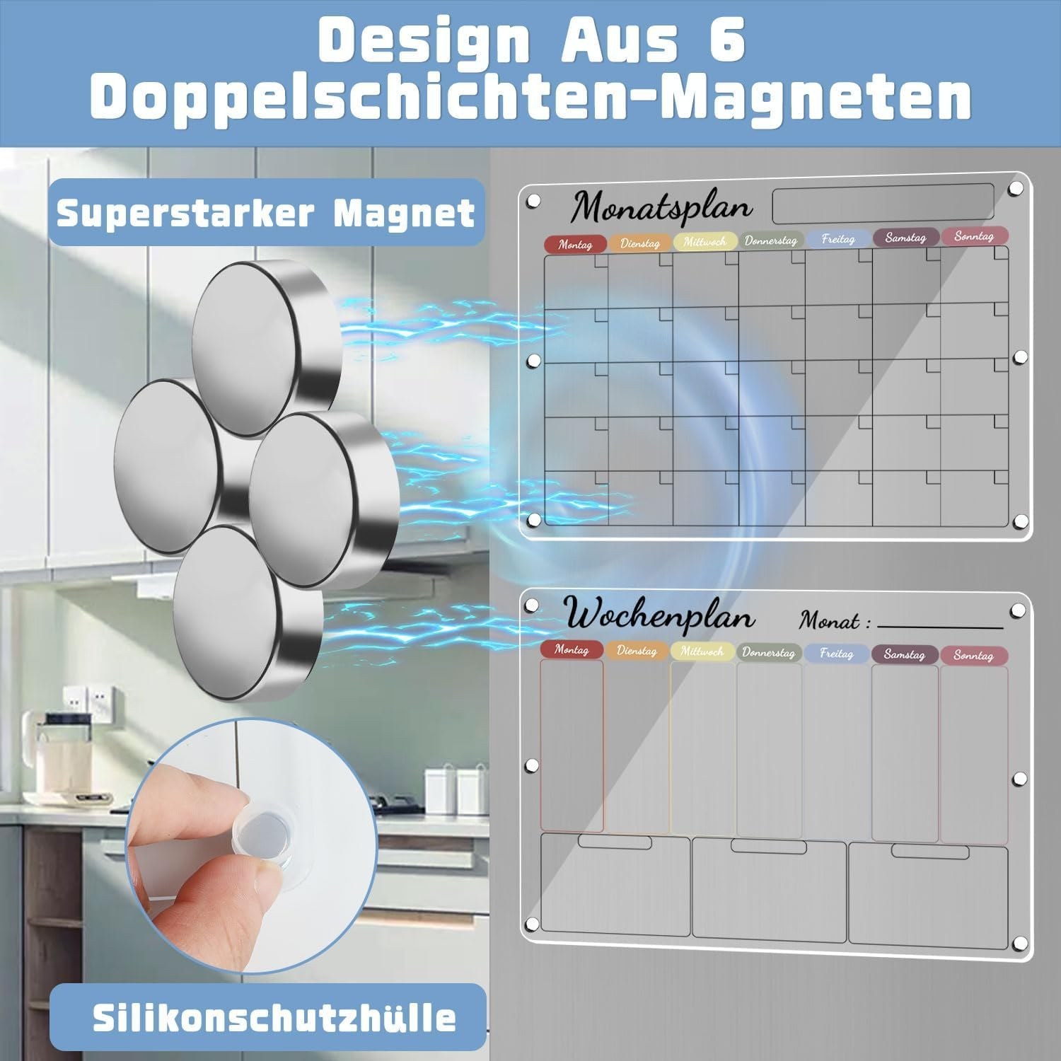 Produktfoto der doppelschichtigen Magnete mit Silikonschutzhüllen