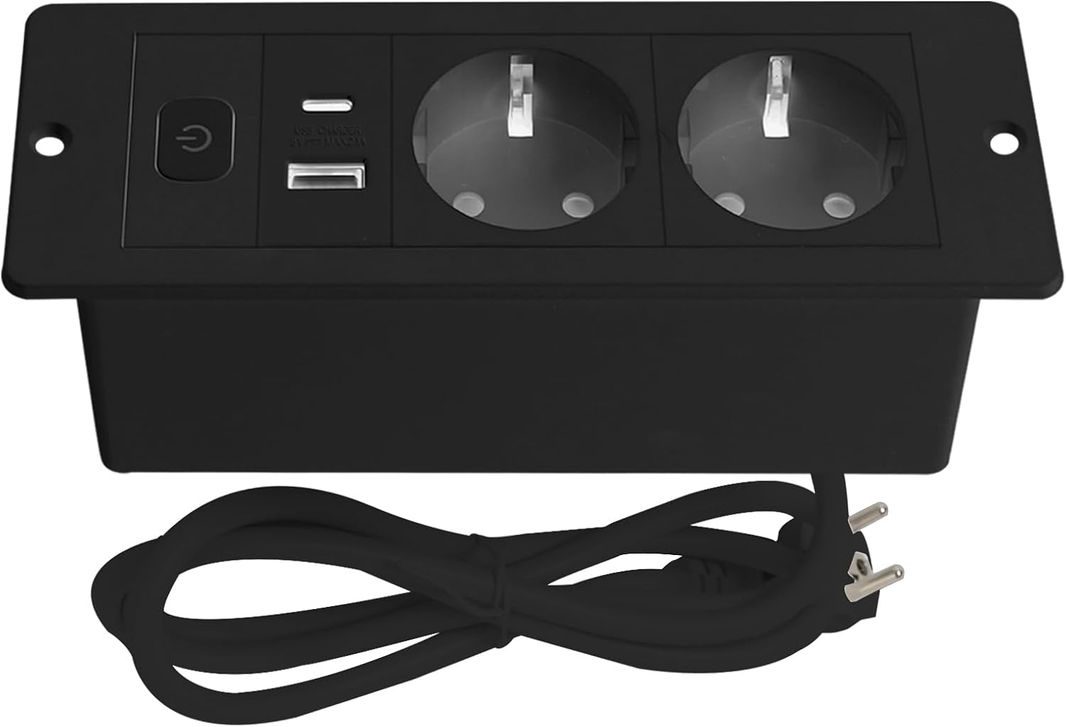 BQ recessed desk socket with two USB ports and 1.8 m cable in white